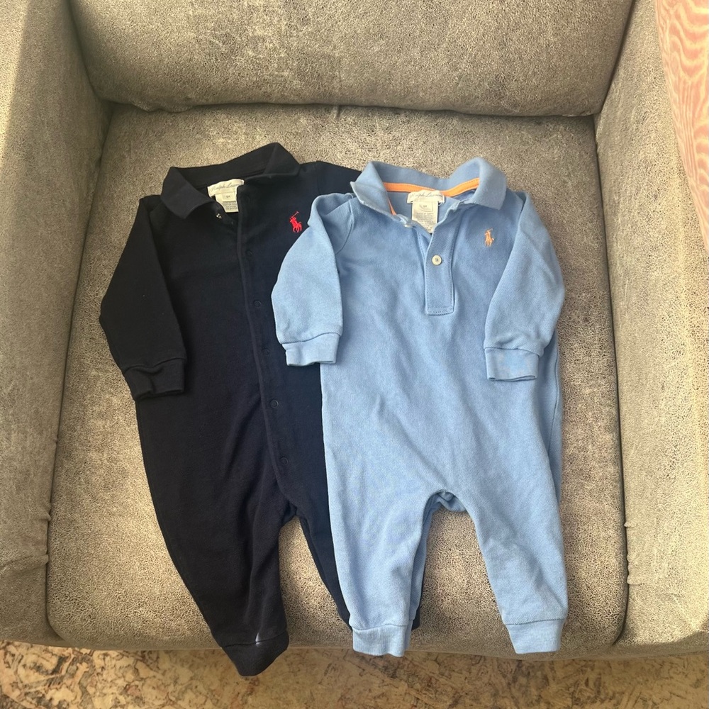 Polo by Ralph Lauren Kids One Piece Set - Navy and Light Blue. Sz 6months